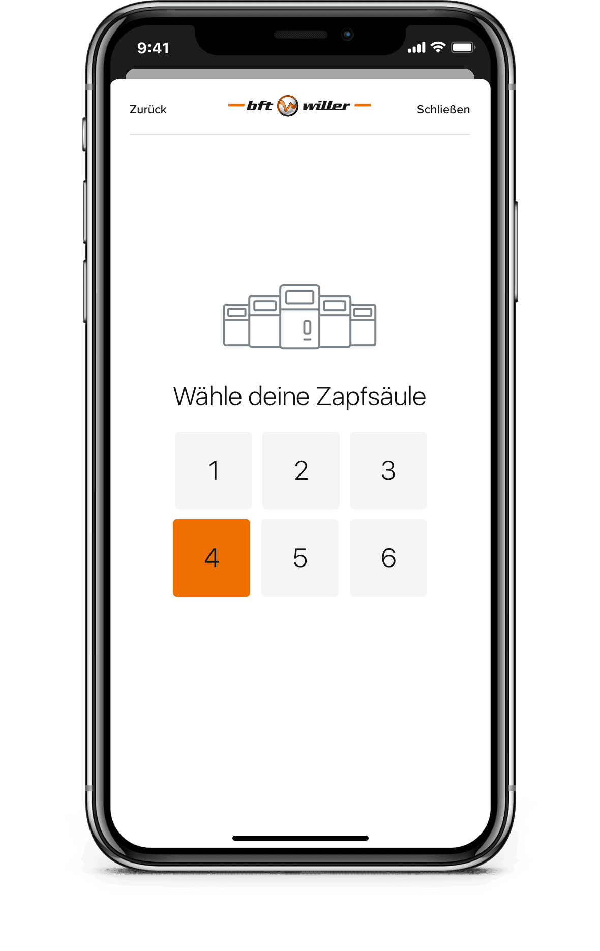 Wähle deine Zapfsäule